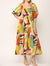 Milana Multi Colour Abstract Print Smocked Bodice Maxi Dress