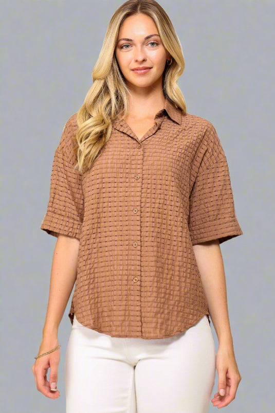 Mallory Shadow Grid Short Sleeve Shirt