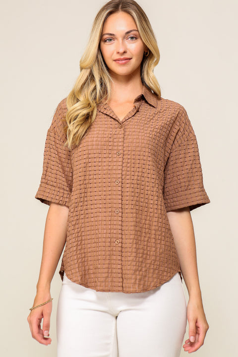 Mallory Shadow Grid Short Sleeve Shirt