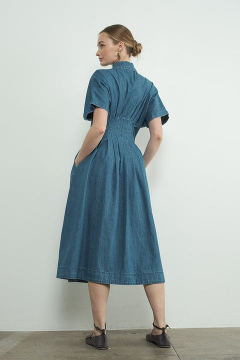 Soraya Button Front Pleated Midi Dress