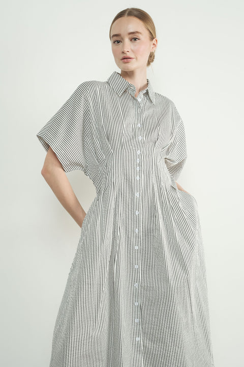 Soraya Button Front Pleated Midi Dress