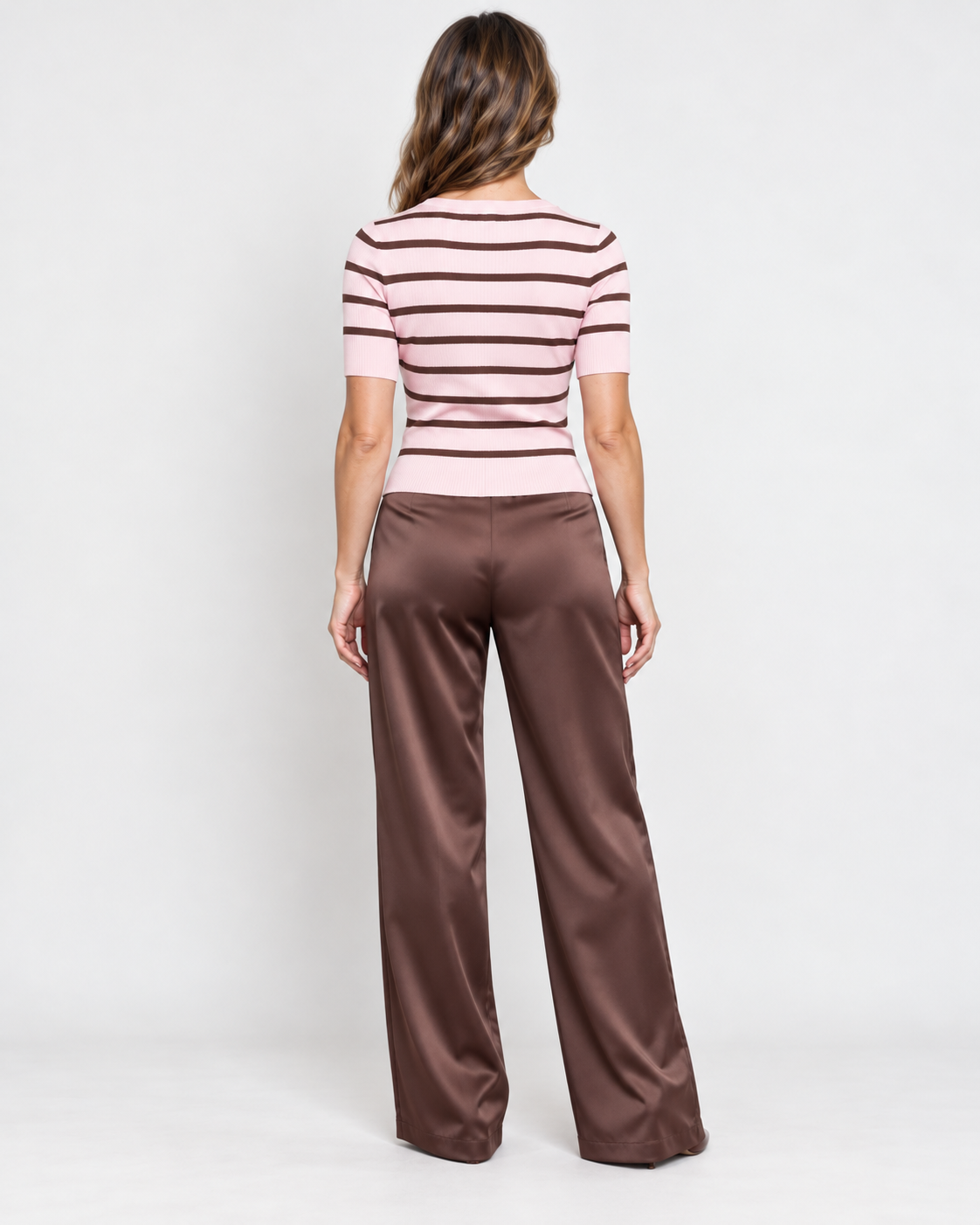 Karissa Ribbed Knit Striped Cropped Sweater Top