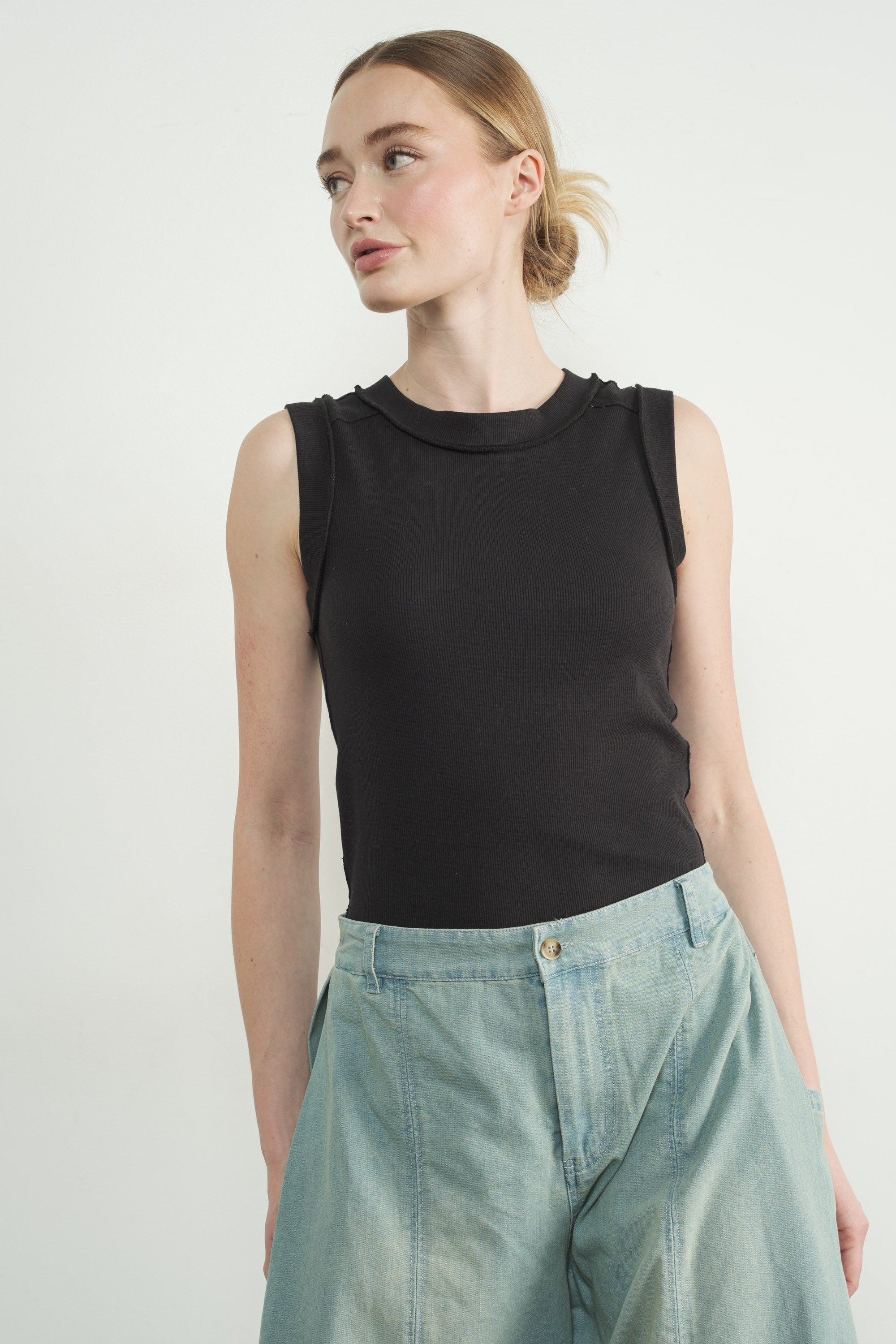Maeve Ribbed Jersey Inside Out Tank