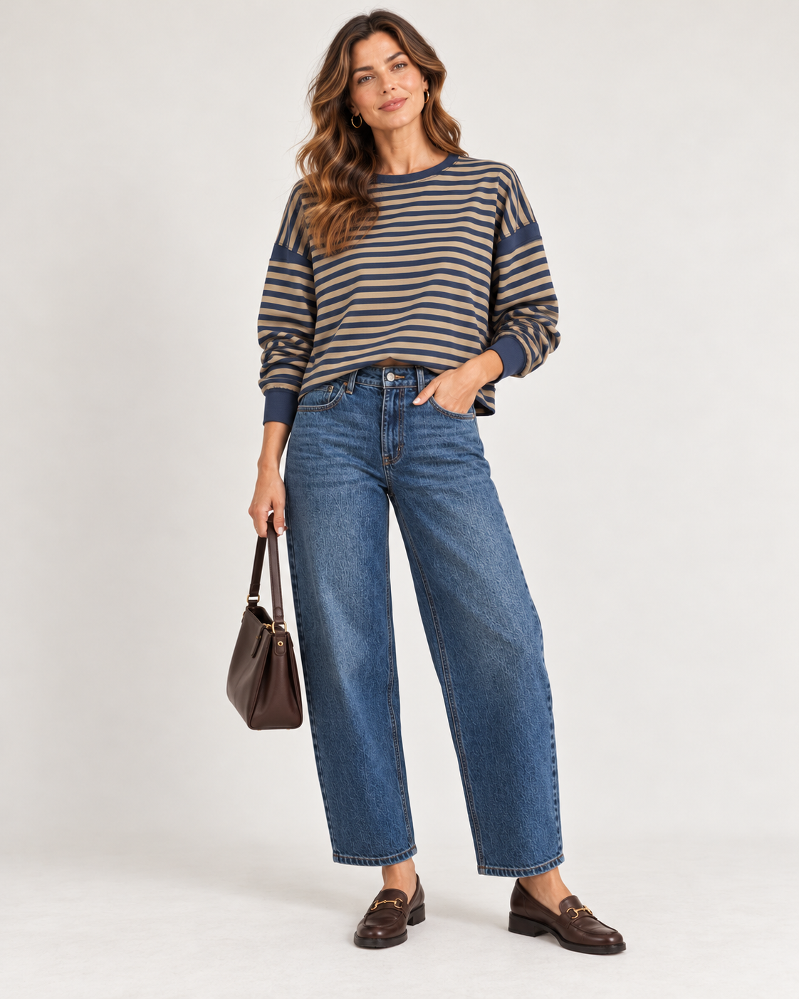 Solara Dark Wash High-Rise Barrel Leg Jeans