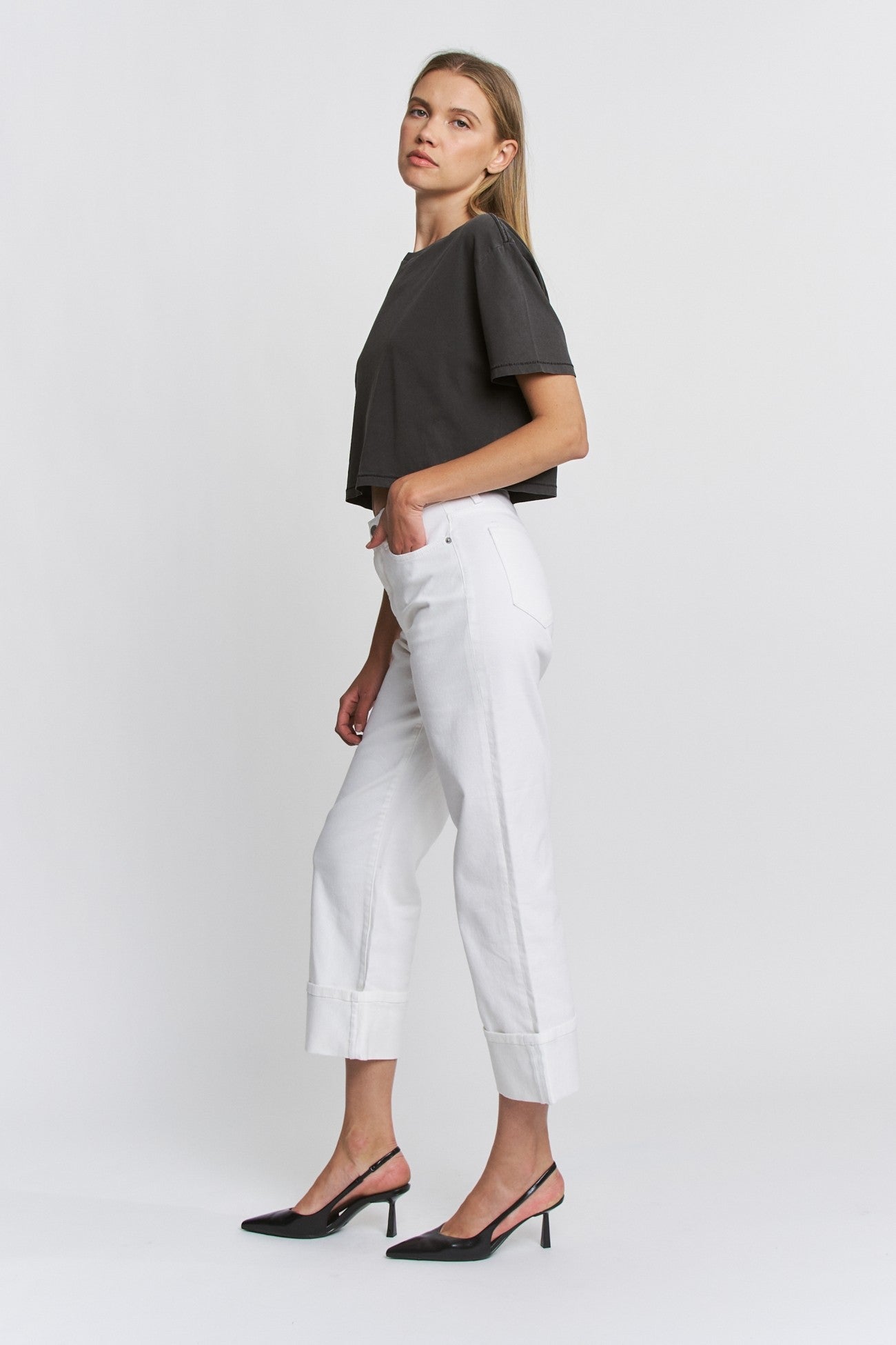 Hope High Rise Wide Crop Cuffed Pant