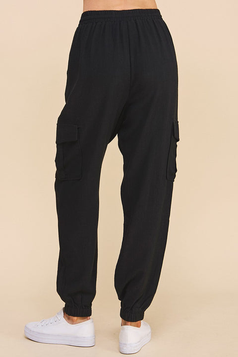 Annette Soft Linen Joggers with Cargo Pockets