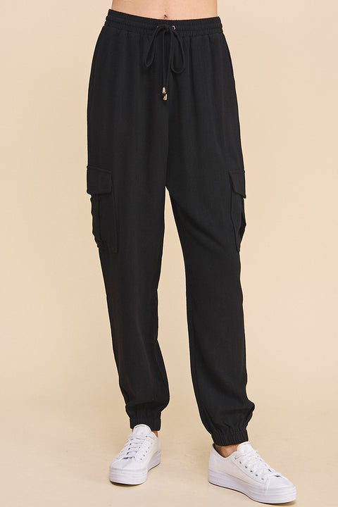 Annette Soft Linen Joggers with Cargo Pockets