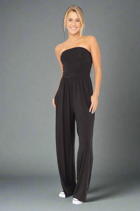 Agoda Strapless Flared Lounge Jumpsuit