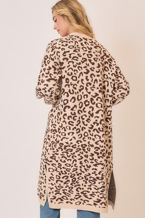 Libby Leopard Print Knit Open Cardigan