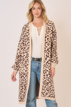 Libby Leopard Print Knit Open Cardigan