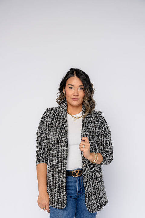 Hanna Lurex Mixed Notched Collar Tweed Jacket