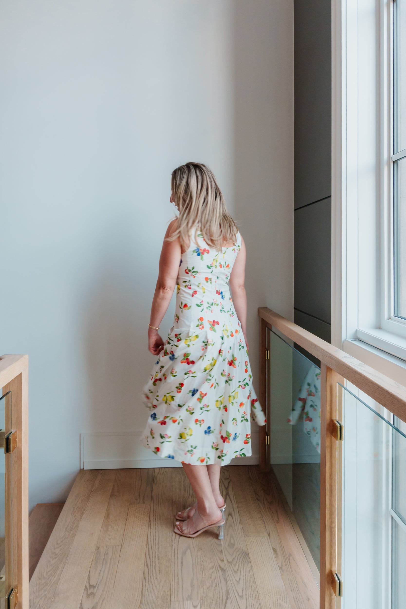 Eva Fruit Print Panelled Midi Dress