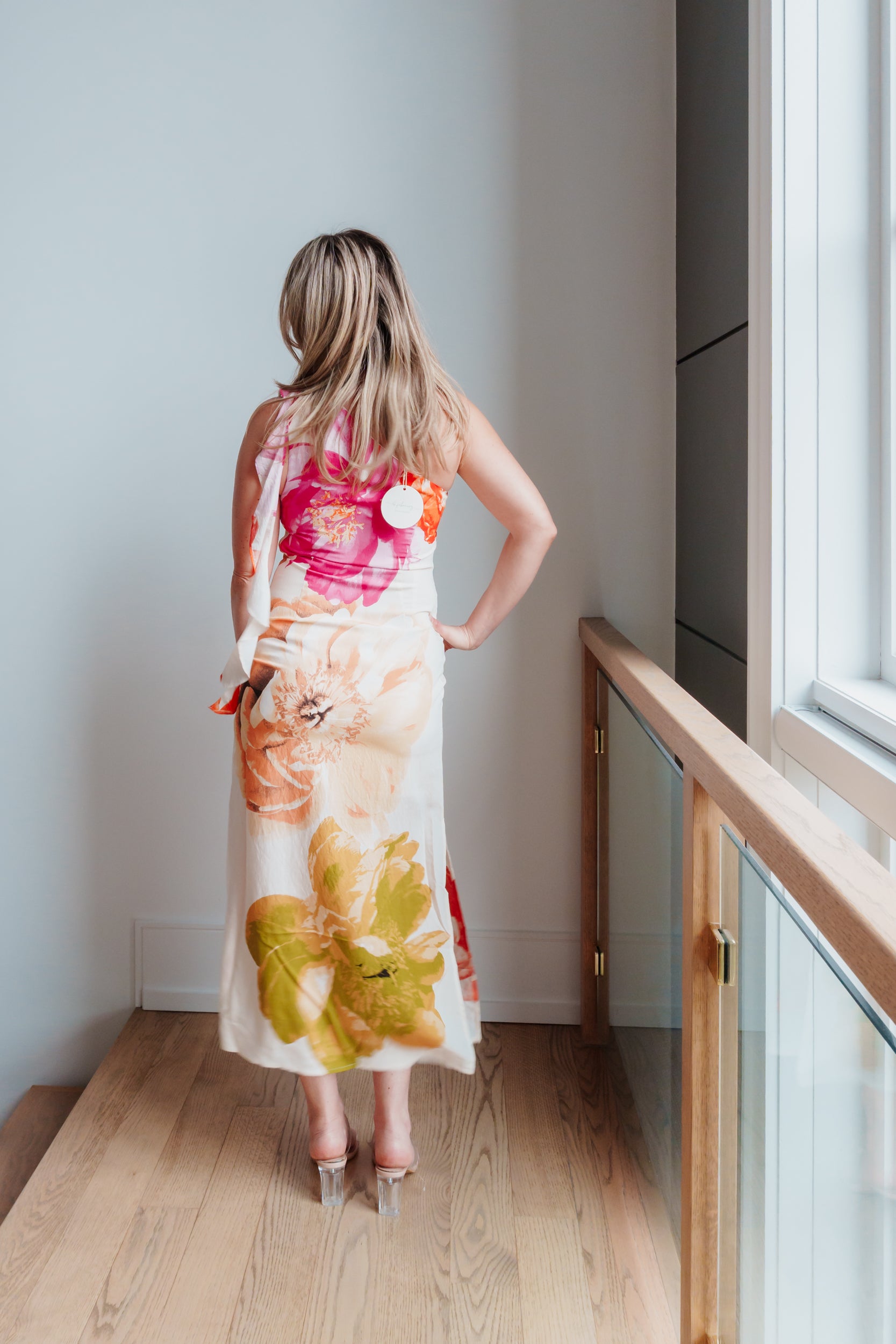 Selena One Shoulder Large Floral Print Midi Dress