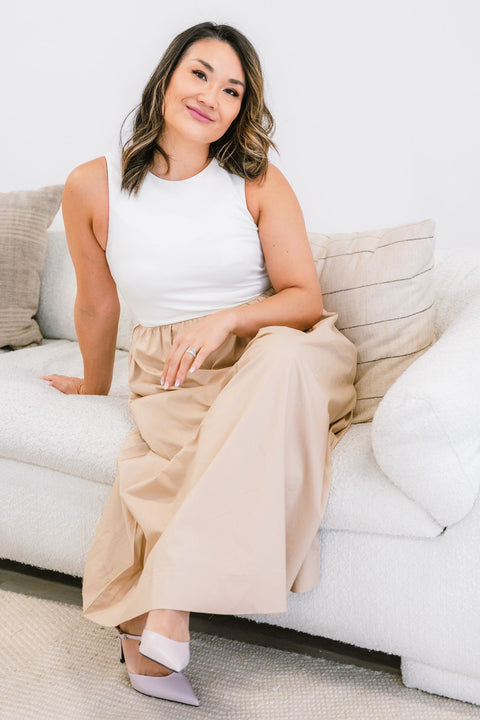 River Mixed Media Tank Midi Dress