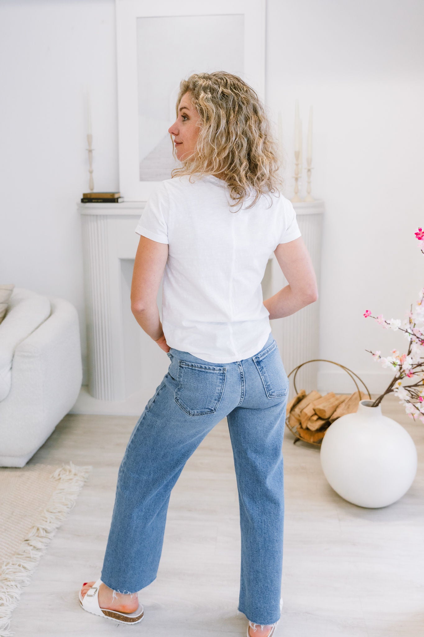 Dashell Garment Dyed Short Sleeve and Round Neckline Cotton Slub Top