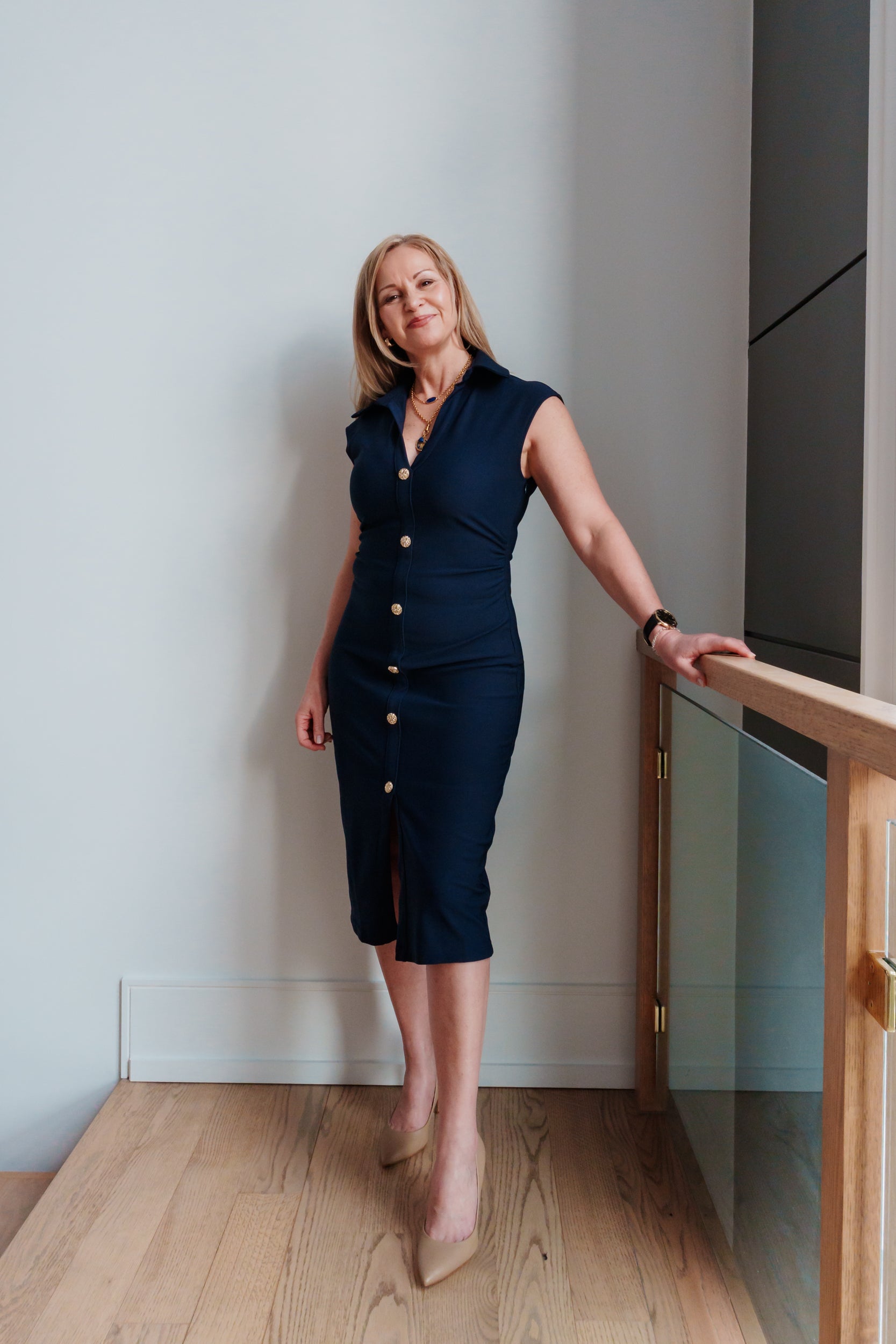 Emma V-Neck Midi Shirt Dress