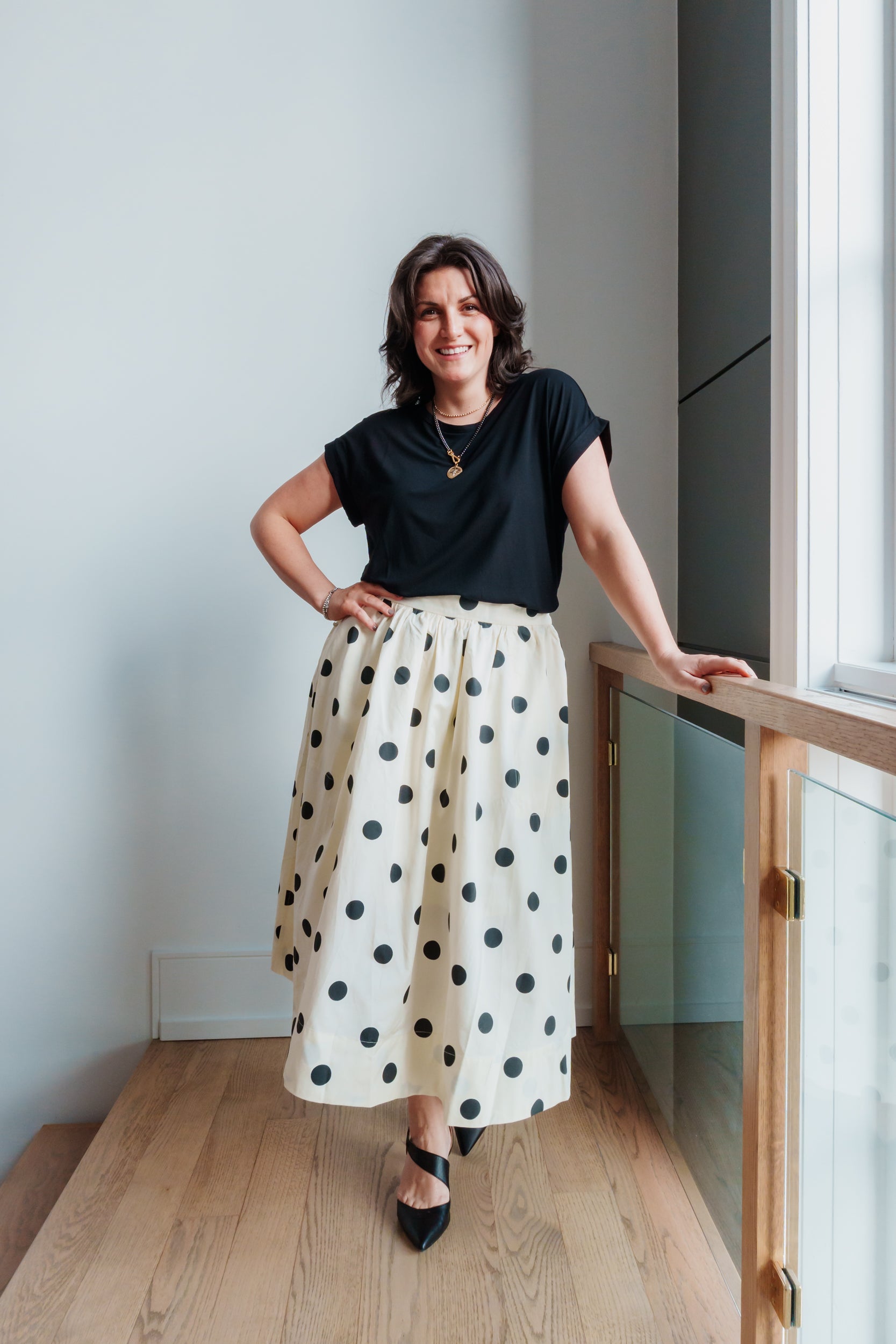 Rosalyn Dot Print Midi Full Skirt