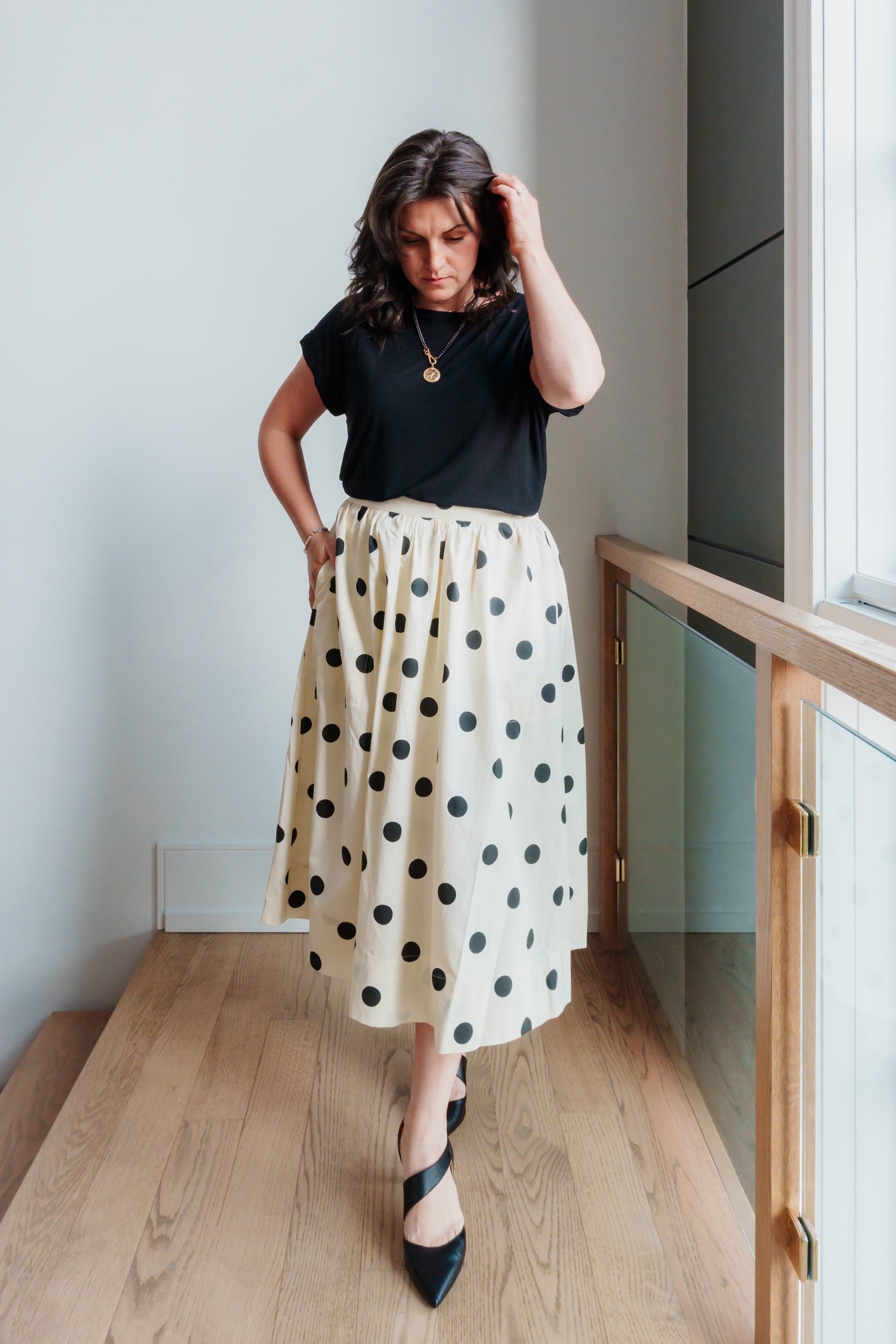 Rosalyn Dot Print Midi Full Skirt