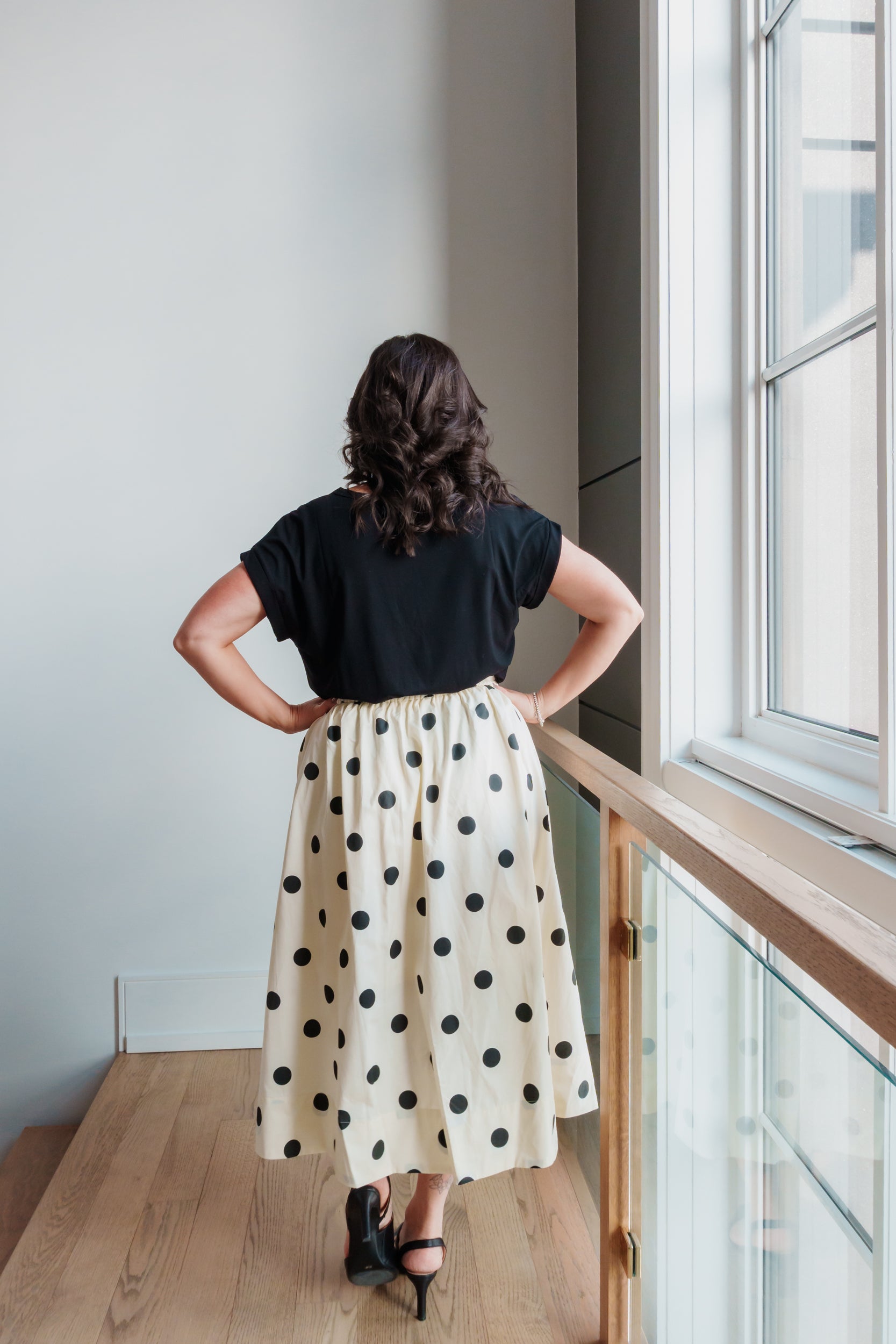 Rosalyn Dot Print Midi Full Skirt
