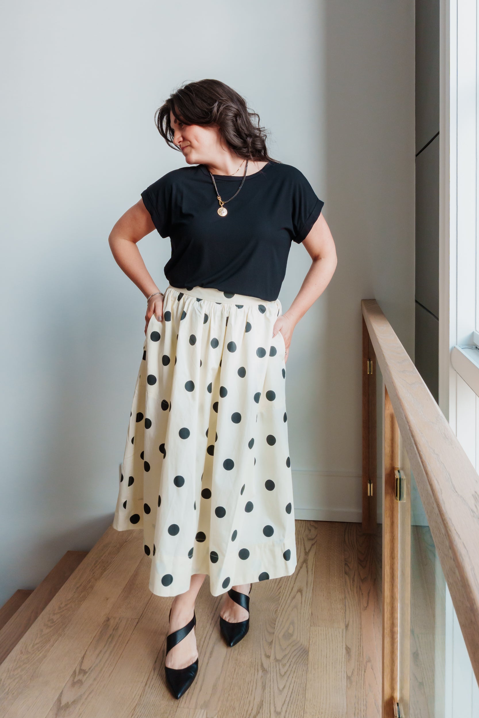 Rosalyn Dot Print Midi Full Skirt