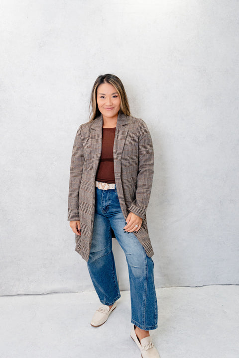 Fia Plaid One Button Coat