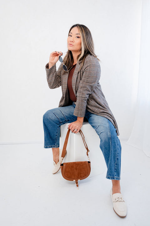 Fia Plaid One Button Coat
