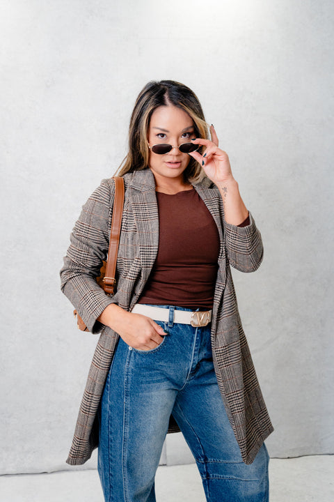 Fia Plaid One Button Coat