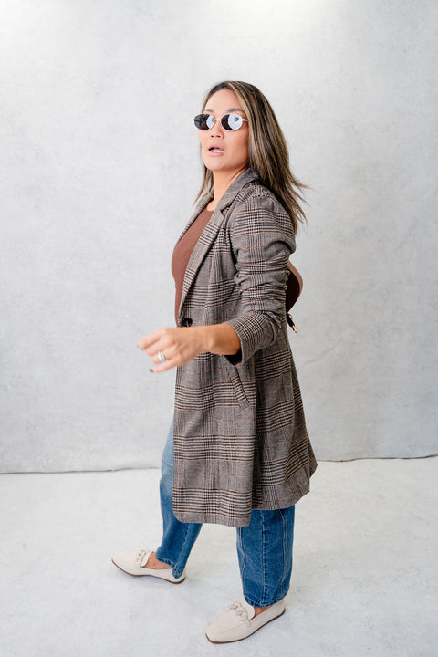 Fia Plaid One Button Coat