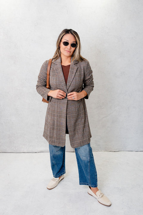 Fia Plaid One Button Coat