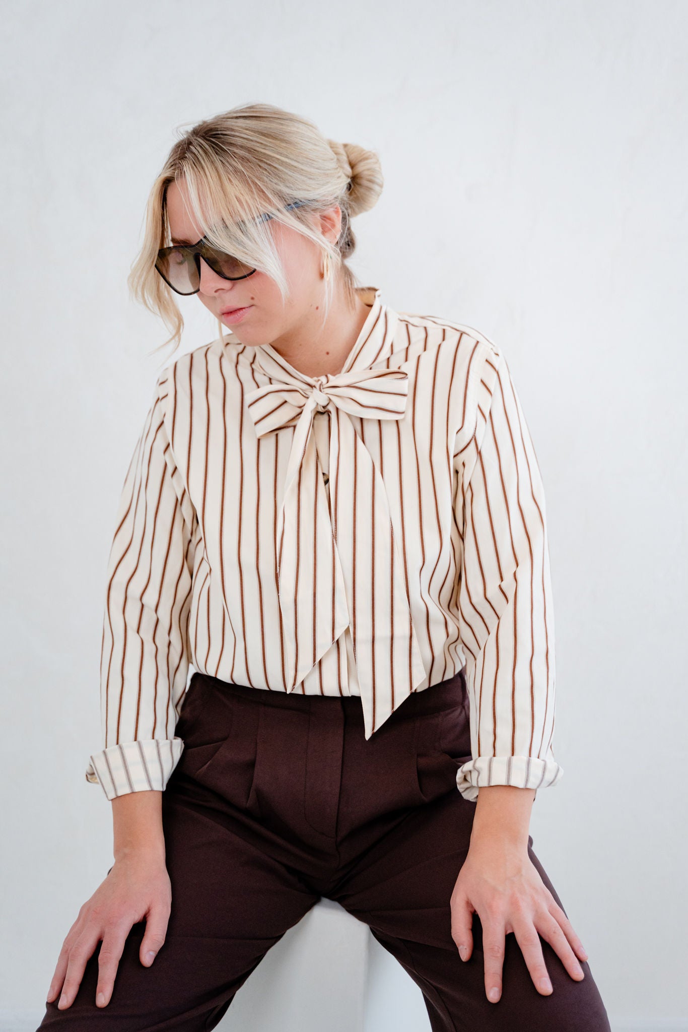 Stevie Striped Bow Tie Shirt