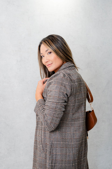 Fia Plaid One Button Coat