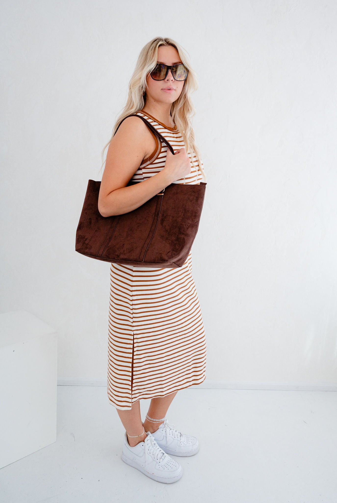 Bree Stripe Sleeveless Side Slit Maxi Dress