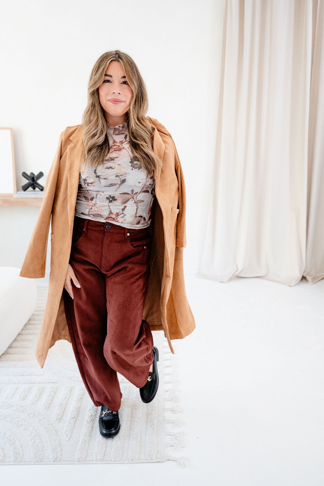 Maura Faux Suede Duster Coat