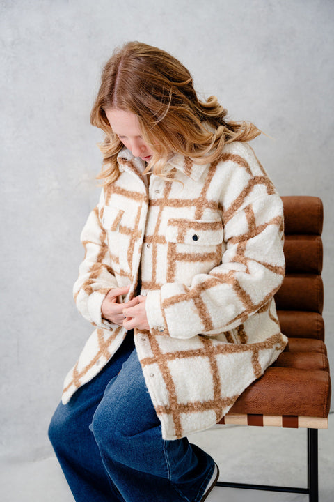 Riva Manhattan Grid Oversized Wool Coat