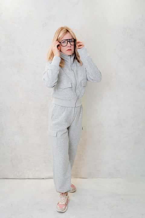 Keily Zip Up Sweatshirt and Cargo Pant Set