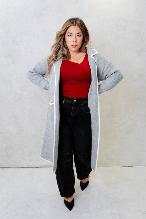 Flynn Asymmetrical Wrap Neckline Knit Top