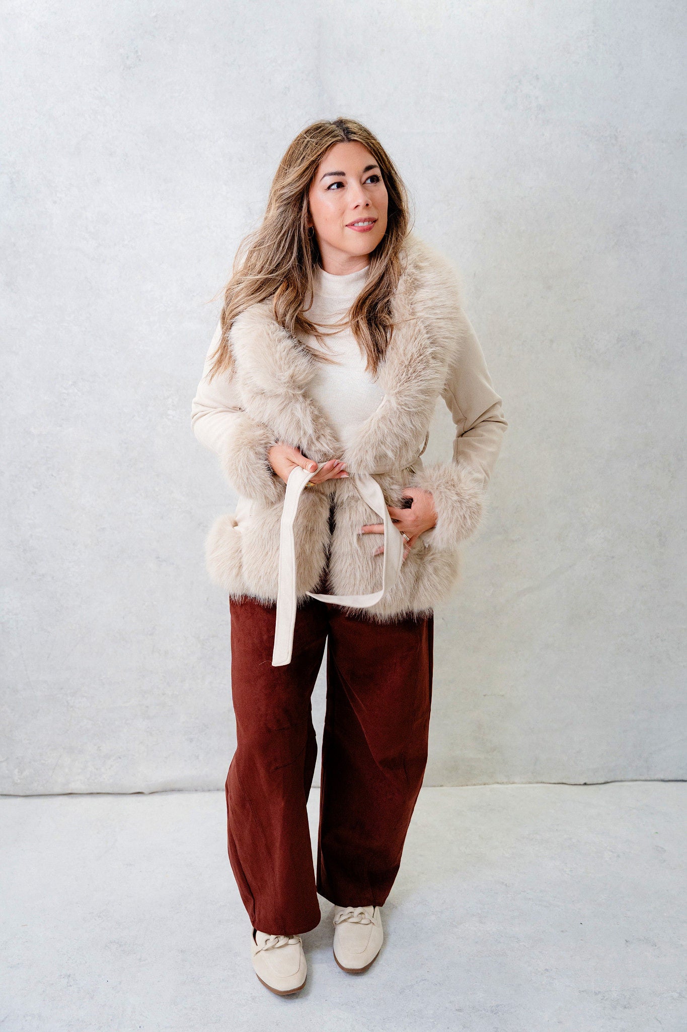 Ryann Lux Fur-Trimmed Coat