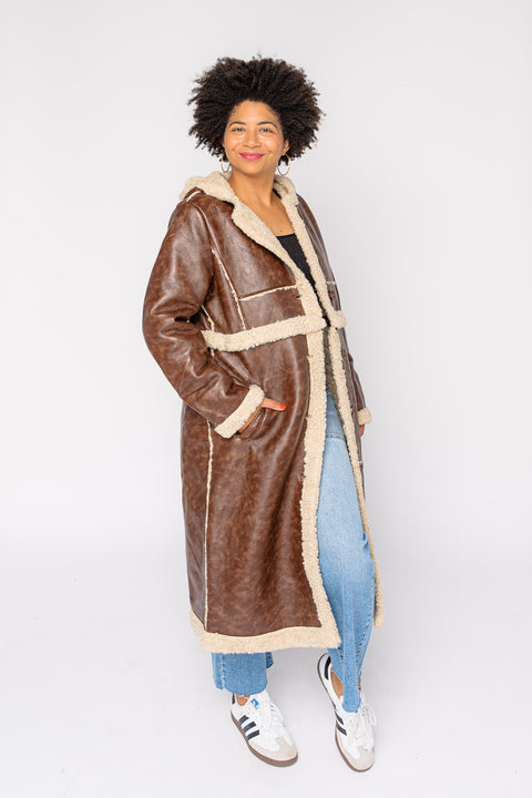 Nova Long Convertable Zip Off Two in One Aviator Coat