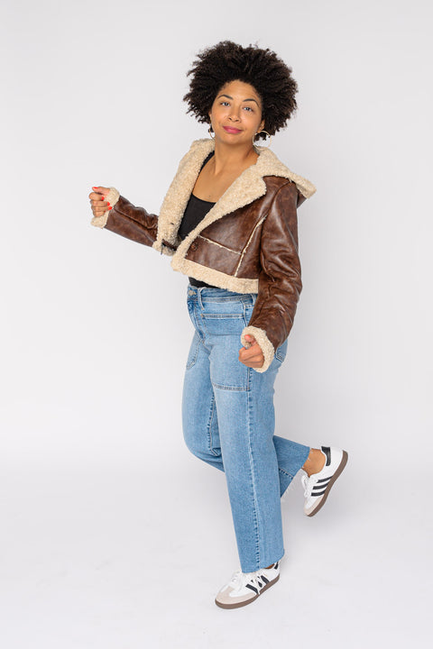 Nova Long Convertable Zip Off Two in One Aviator Coat