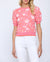 Chelsea Coral Floral knitted Puff short Sleeve Sweater