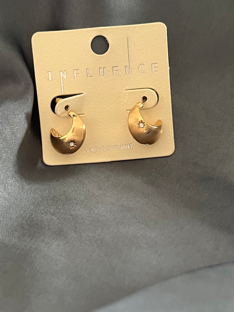 Small Gold Huggie Earring with cubic Zirconia
